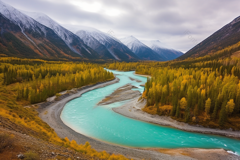 自然风光美景喀纳斯湖月亮湾山水湖面唯美摄影图,高清,摄影图,摄影图片,图片大全,摄影图免费下载